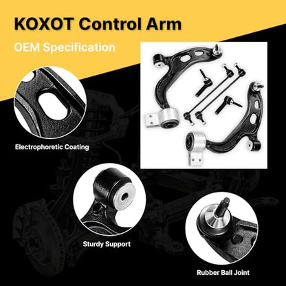 MS401121 MS401122 6Pcs Suspension Kit Assembly Fit For Ford 2010-2012 FLEX/TAURUS, for LINCOLN 2010-2012 MKS/MKT, 2 Front Lower Control Arm, 2 Sway Bar End Link, 2 Front Outer Tie Rod End Link - size: 6Pcs Control Arm Suspension Kit