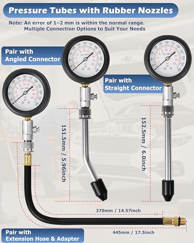 DAYUAN Professional Petrol Engine Compression Tester Kit Set, Red Case - color: Red