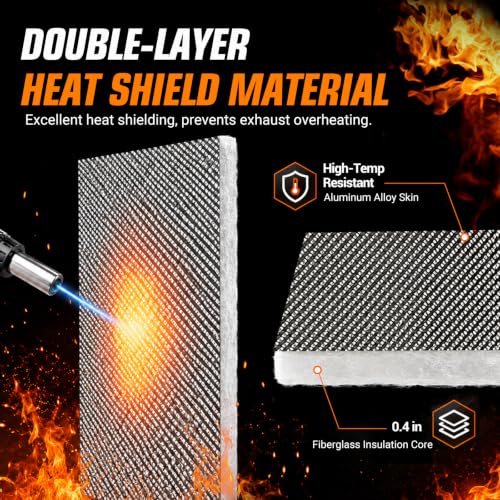 2 Pack Automotive Exhaust Heat Shield Wrap, 24"x12" Aluminum Heat Shield - size: 2PCS