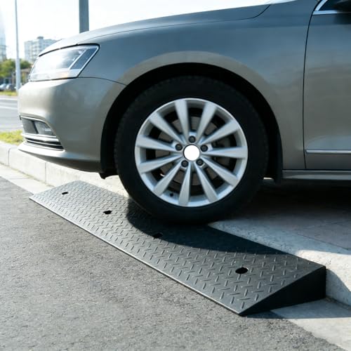 Heavy Duty Rubber Curb Ramps, 2'' Rise, 2 Pack, 11000 LBS Capacity - size: 2" H