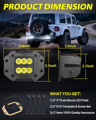 Flush Mount LED Pods 5" 120W CREE LED Bumper Lights for Trucks - color: White Spot, size: 5 Inch Flush