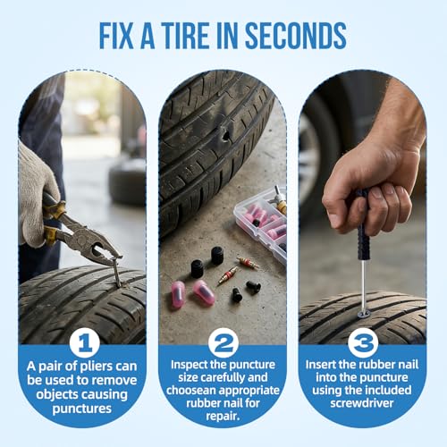 72Pcs Tire Plug Kit, Tire Repair Screws Flat Tire Repair Kit