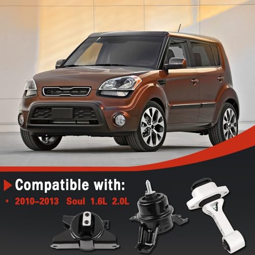 Engine Motor & Transmission Mount Compatible with 2010 2011 2012 2013 kia Soul 1.6L 2.0L L4 AUTO Reuse Bracket Set 3pc OE:A7190 A71078WO A71020 - size: 2010-2013 Soul 2.0L