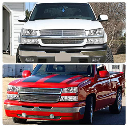 DWVO Headlight Assembly Compatible with 03 04 05 06 Chevy Avalanche Silverado 1500 1500HD 2500 2500HD 3500/07 Chevrolet Silverado Classic Pickup Headlamp (Chrome Housing Clear Reflector Clear Lens) - color: A Chrome Housing Clear Reflector