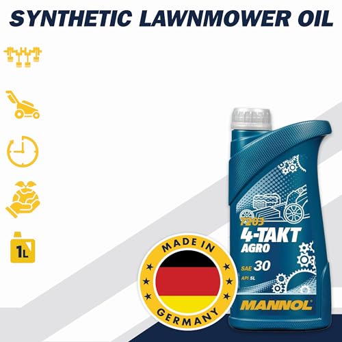 MANNOL 7203 SAE 30 Full Synthetic Lawn Mower Oil, Generator Lubricant, 1L (Pack of 3) - size: 1L (Pack of 3)