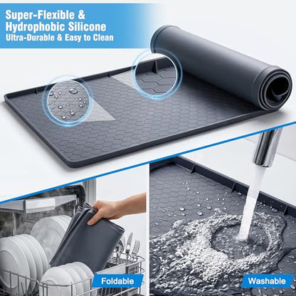Oil Drain Pan for Under Car, Silicone Oil Drip Pan for Oil Change No Splatter Non-Slip Oil Catch Pan for Garage Floor Driveway Waterproof Durable Easy to Clean