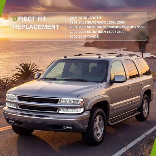AUTOSAVER88 LED DRL Headlights Compatible with 1999-2002 Silverado Chrome - color: Amber Clear