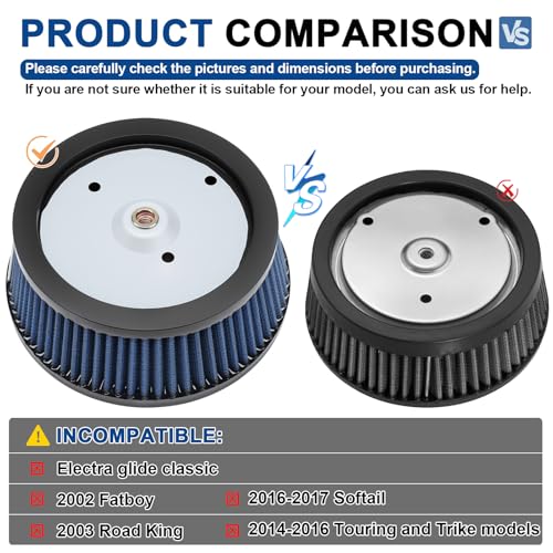 HD-0800 29442-99e Air Filter for Harley Davidson Road King Electra Glide Screamin Eagle Road Glide Dyna Softail Springer Ultra Classic FatBoy Wide Street Super Glide 2944299C 2944299A 2944299B