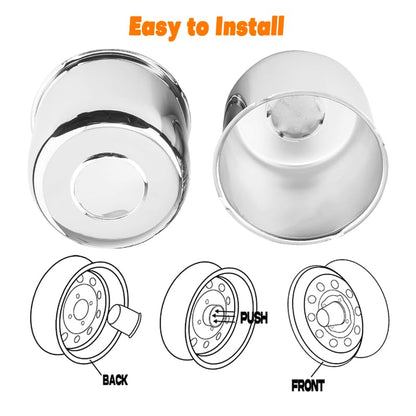 4Pcs 4.90 inch Trailer Wheel Center Caps Push Through Fit 4.88-4.9in Center Bore Truck Trailer RV SUV Wheels Rims, Steel Chrome Hub Covers - color: Chrome Silver, size: 4.9in Hub Hole, 4.33in Tall