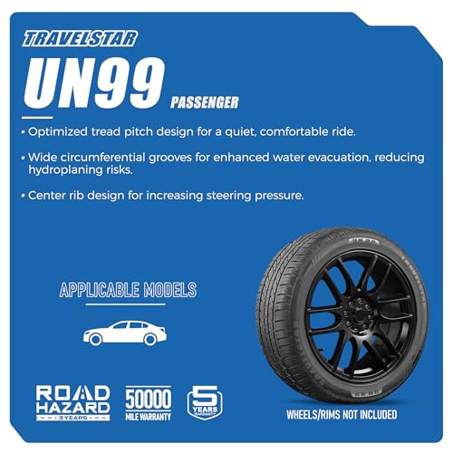 Set of 2 (Two) Travelstar 225/60R17 99H All Season Passenger Car Tire - size: 225/60R17 99H