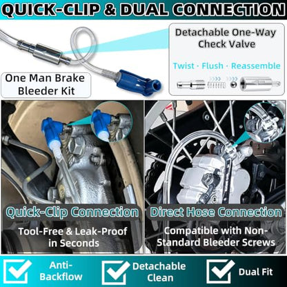 Upgraded Universal Brake Bleeder Kit - One Way Check Valve with Hose, Hydraulic Bleeding Tool for Car, Motorcycle & Clutch Systems - size: No Assembly Required