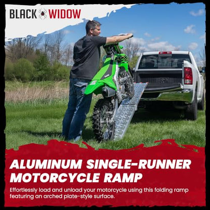 Black Widow Aluminum Single-Runner Plate Motorcycle Ramp, 750 lb, 7 Ft 5 in - size: Single.