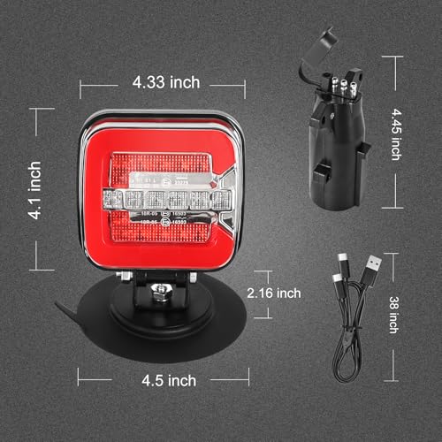 Wireless Trailer Lights Magnetic，Rechargeable LED Towing Tail Lights Universal Turn/Brake/Reverse/License Plate Lights for Trucks, Trailers, RVs, Boats, UTV, ATV - 4-Pin & 7-Pin Plug Compatible