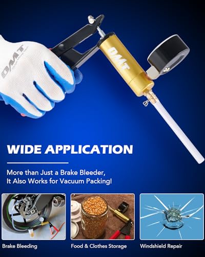OMT One-Man Brake Bleeding Kit with Hand Vacuum Pump and Dial Gauge, Blue - color: Blue