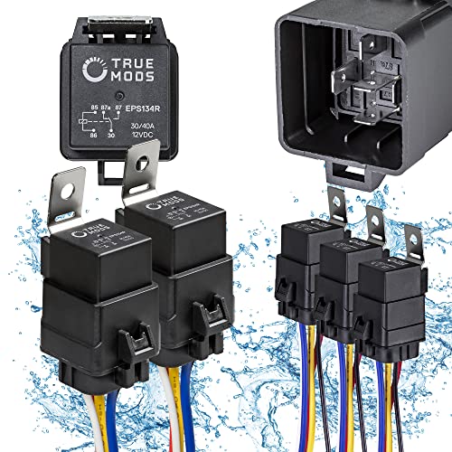 True MODS 5 Pack Bosch Style 5-Pin 12V Waterproof Relay Kit SPDT 30/40 Amp - size: 5 Pack