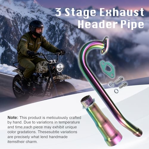 Upgraded 3 Stage Exhaust Header Pipe,For Predator 212cc 196cc Engine - color: 3-bend Colorful, size: Exhaust tip 1