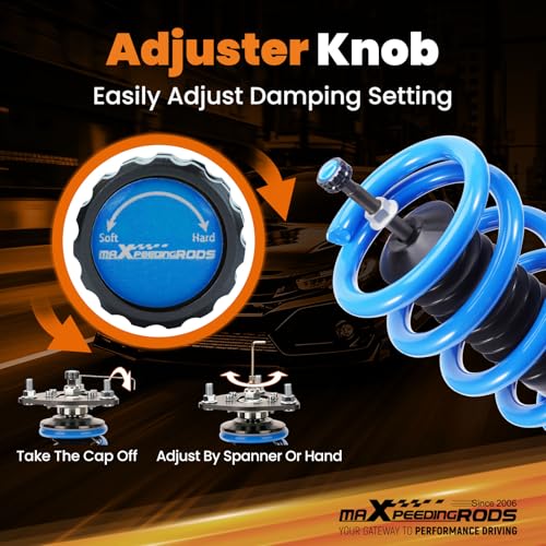 maXpeedingrods Coilover for Cadillac CTS/CTS-V AWD Sedan 2008-2014, for Cadillac CTS/CTS-V Wagon 2010-2014, 24 Levels Damper Adjustable Coilovers, Height Adjustable T6 Upgraded Lowering Kit Blue