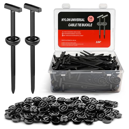 Self-Locking Cable Tie Buckle 50PC Heavy Duty Nylon Fasteners for Auto - color: 50PC Black
