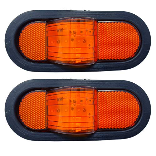 All Star Qty 2 6" Mid Turn Signal Amber Marker Light Rubber Mount 12 LED w/Reflex Lens Universal Waterproof 6 Inch Oval Led Mid-Ship Marker and Turn Signal Semi Truck Trailer Peterbilt Kenworth Light