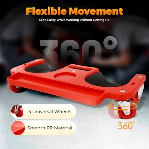 Rolling Creepers, Ergonomic Kneeling Cushion Mat Protector with Wheels, Mobile Knee Support Slider for Construction, Auto Repair, Gardening, Floor Tiling, Maintenance Work