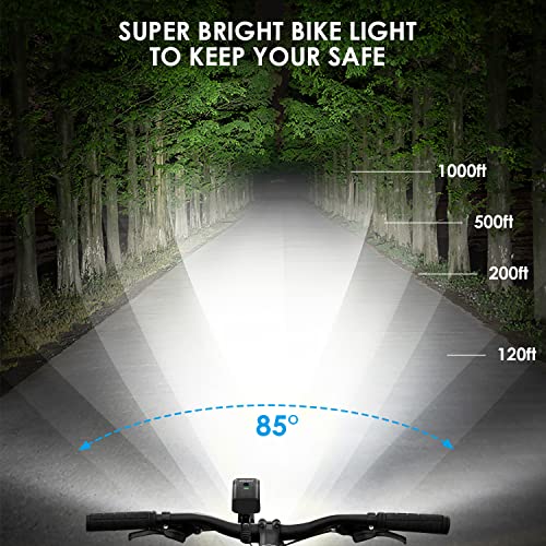 Bike Lights,Bike Light for Night Riding,10000Lumen LED Bike Headlight,Rechargeable Bike Headlight,Bright Bike Lights Front and Back with High Beam&Low Beam Light,Free Taillights - color: BLACK 8 LED