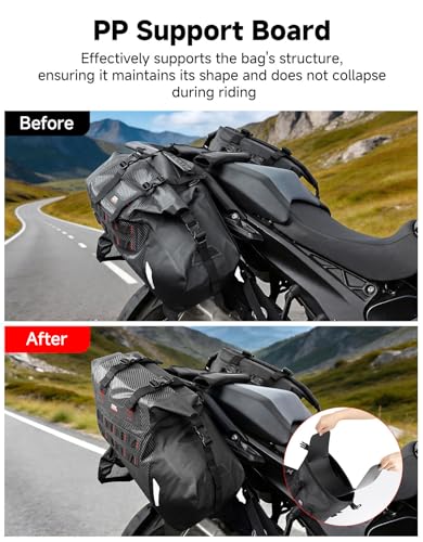 KEMIMOTO IPX6 Waterproof Motorcycle Saddlebags 30L(15Lx2) PVC Side Tail Bag - color: Black
