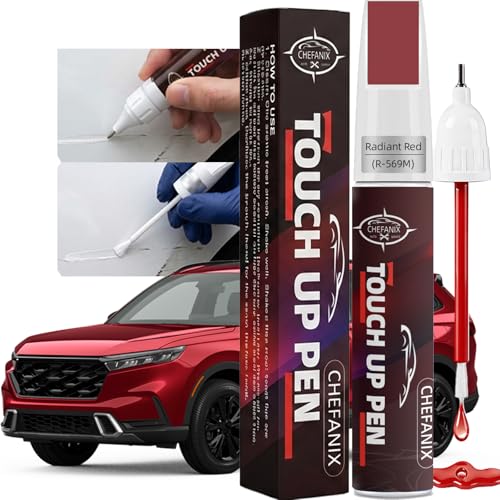 Radiant Red Metallic(R-569M) Touch Up Paint Pen Compatible with Honda - Exact Color Match, 2-in-1 Brush & Pen,Car Paint Scratch Repair Kit for CRV/CIVIC/Accord/HRV/Pilot/Odyssey - color: Radiant Red Metallic(R-569M) for CRV/CIVIC/Accord/HRV/Pilot/Odyssey/