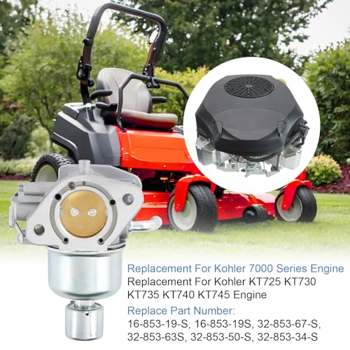 16-853-19S Carburetor Replacement For Kohler KT725 KT730 KT735 KT740 KT745, Include Air Filter, Fuel Pump, Oil Filter parts, Replace 32-853-67-S, 32-853-63S - size: 16-853-19S Carburetor With Air Filter parts