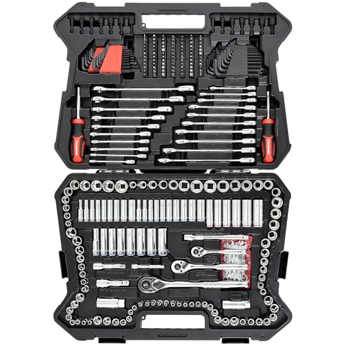 STARWORK TRUE MECHANIC 303-Piece Mechanics Tool Set and Socket Set, 1/4", 3/8", 1/2" Drive, Professional, SAE/Metric - color: Black