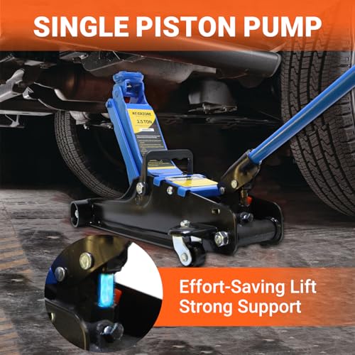 2.5 Ton Car Jack Low Profile Hydraulic Floor Jack, 5500 lbs Capacity, 3.4"-15.2" Lifting Range, Alloy Steel, Black, for Sedans and SUVs - color: Blue