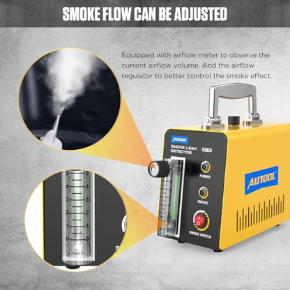 AUTOOL Smoke Machine Automotive Leak Detector,0-0.46PSI Evap Vacuum Smoke Diagnostic Tester,Pipeline Fuel Leakage Detector Compatible with 12V Vehicles