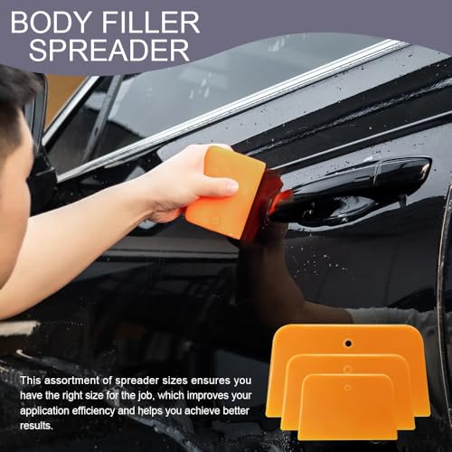 9PCS Body Filler Spreaders, 4, 5, 6 Inch Auto Plastic Body Spreader Tool, Car Window Film Scraper, Reusable Car Film Application Tool for Applying Fillers, Putties, Glazes, Caulks (9PCS) - color: 9PCS