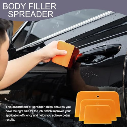 9PCS Body Filler Spreaders, 4, 5, 6 Inch Auto Plastic Body Spreader Tool, Car Window Film Scraper, Reusable Car Film Application Tool for Applying Fillers, Putties, Glazes, Caulks (9PCS) - color: 9PCS