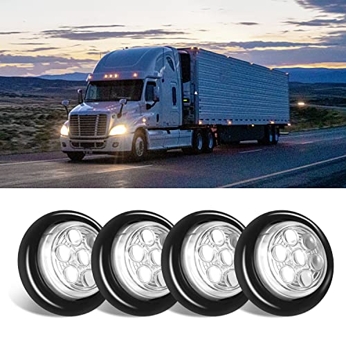 4 Pack Sealed Waterproof Round 2 Inch White 7 LED Clearance Marker Lights Signal Tail Light with Rubber Grommet Flush Mount for Trailer Truck Bus Pickup ATV RV Lorry Caravan 12V - color: WHITE