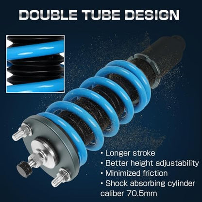24 Levels Adjustable Coilovers Compatible with Honda Civic 1988-2000 CRX 1992-1995 Delsol 1993-1997 Integra 1990-2001 High Poundage Coil Spring Absorber Struts Suspension Lowering Kit Gray - color: Gray