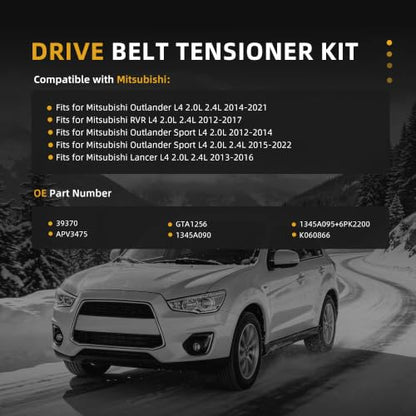 Serpentine Belt with Tensioner Kit #39370 APV3475 GTA1256 - size: 2012-2022 for Outlander Sport/RVR