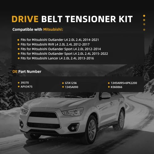 Serpentine Belt with Tensioner Kit #39370 APV3475 GTA1256 - size: 2012-2022 for Outlander Sport/RVR