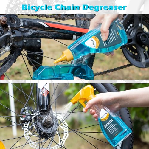 Bike Chain Cleaning Kit with Bicycle Chain Degreaser,Wet Lube,Chain Brush