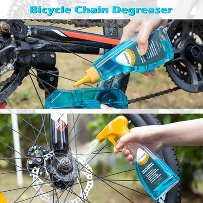 Bike Chain Cleaning Kit with Bicycle Chain Degreaser,Wet Lube,Chain Brush
