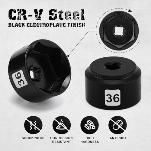 Mayouko 8 Pieces 3/8" Drive Low Profile Oil Filter Cap Wrench Socket Set, 24mm, 27mm,28mm,29mm,30mm,32mm,36mm,38mm,CR-V, Oil Filter Cap Remove and Install Tool Kit - size: 8PCS- 24,27,28,29,30,32,36,38mm