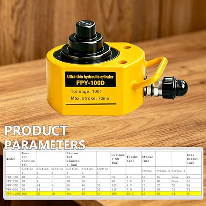 Jooptoolwook 100T Multi-Section Low Profile Hydraulic Ram Jack, 2.71" Stroke Portable Mini Hydraulic Lifting Cylinder for Machinery, Bridge & Construction Industry - size: 100T