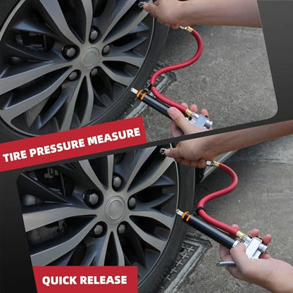 Bayonet-Style Tire Inflator with Pressure Gauge, 20-120 PSI, 1/4’’ NPT Inlet - size: 1/4'' NPT inlet