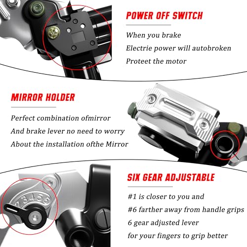 7/8" 22mm Motorcycle Brake Lever Handlebar Master Cylinder Clutch Levers Left & Right Set + Hand Grips + Handlebar Ends Set for Honda Kawasaki Suzuki Yamaha (Silver) - color: Silver