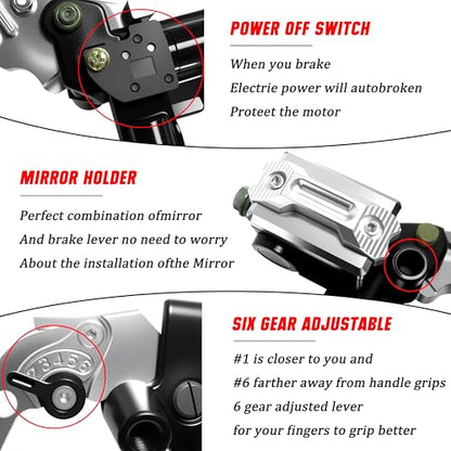 7/8" 22mm Motorcycle Brake Lever Handlebar Master Cylinder Clutch Levers Left & Right Set + Hand Grips + Handlebar Ends Set for Honda Kawasaki Suzuki Yamaha (Silver) - color: Silver