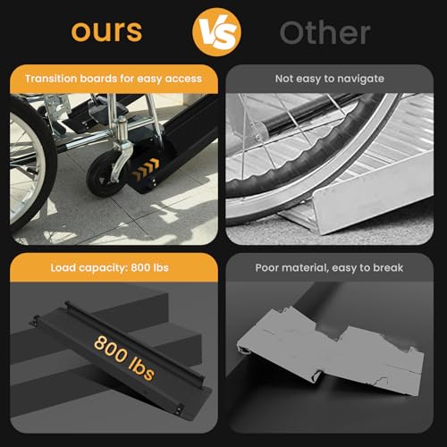 Wheelchair ramp 7FT, Lightweight, Retractable and Portable, can be Used for Wheelchair ramps, Comes with a Handbag-Black - size: 7FT