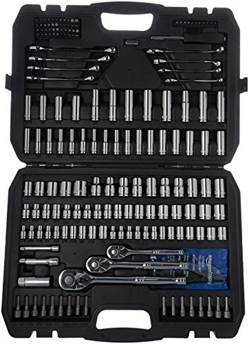 Amazon Basics 201-Piece Mechanic's Socket Tool Set With Case, SAE and Metric Sizes, Chrome-Vanadium Steel, Portable - size: 201 Piece
