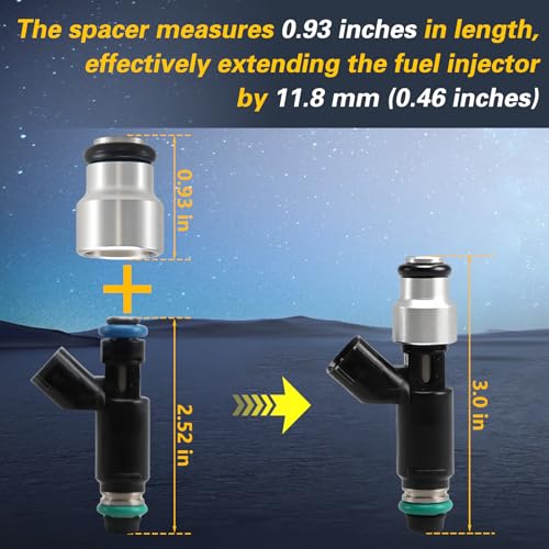 FUSCH Set of 8 Fuel Injector Spacers,Convert short LS2 Truck fuel injectors into taller LS1/LS6 intake manifolds and fuel rails ，6061 Aluminum Alloy