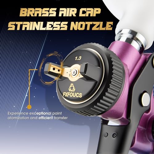 HVLP Air Spray Gun Kit 1.3mm, Professional Automotive Paint Sprayer - color: Purple-blue, size: 1.3mm