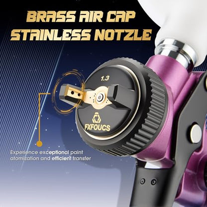 HVLP Air Spray Gun Kit 1.3mm, Professional Automotive Paint Sprayer - color: Purple-blue, size: 1.3mm