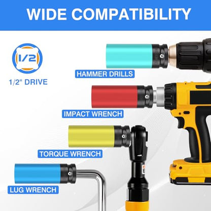 5 PCS 1/2" Drive Wheel Protector Impact Socket Set Metric 15 17 19 21 22 mm - size: 1/2" Protective Cover Sockets 5pcs